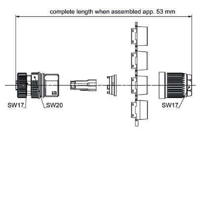 2525620000 - M12 L-coded Connector, IP67, 16A, Zinc Diecast Housing
