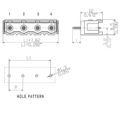 1452630000 - 7.62mm PCB Dovetail Male Header Connector, 6 Poles, 180° Angle  (Pack of 50)