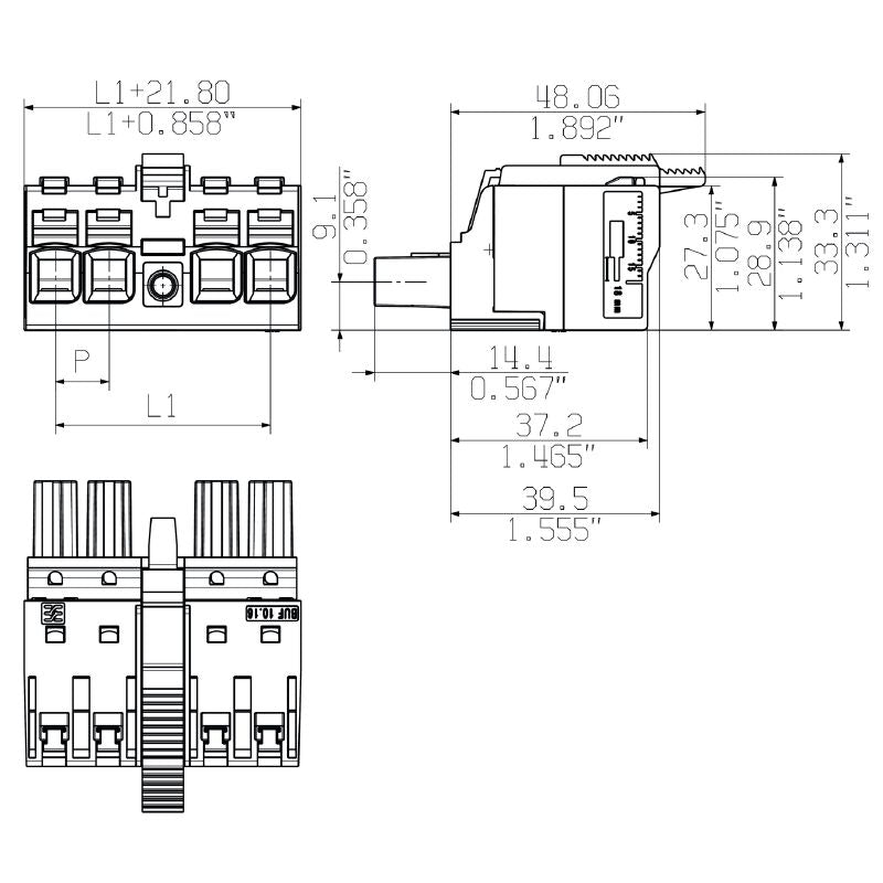 2493190000 - 10.16mm 3-Pole PCB Connector with Push-In Actuator  (Pack of 28)