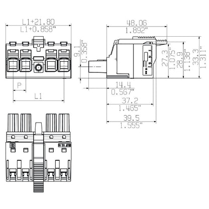 2493190000 - 10.16mm 3-Pole PCB Connector with Push-In Actuator  (Pack of 28)