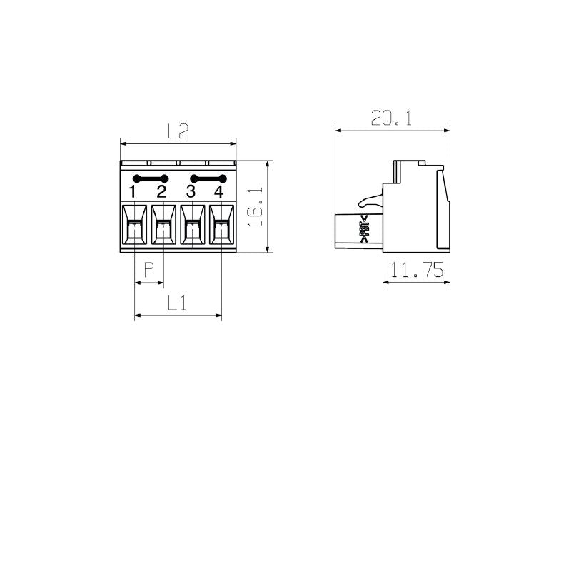 1807220000 - 5.08mm 4-Pole Female Plug Connector, 180° Angle, Box of 50  (Pack of 50)