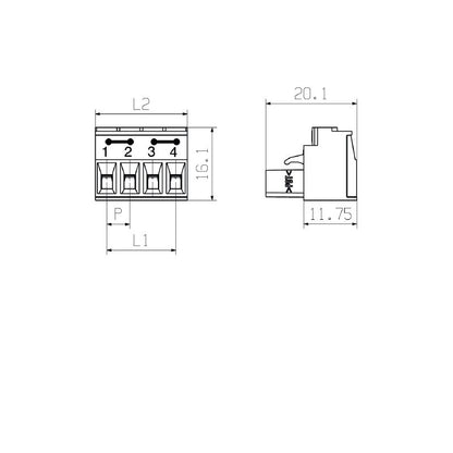 1807220000 - 5.08mm 4-Pole Female Plug Connector, 180° Angle, Box of 50  (Pack of 50)