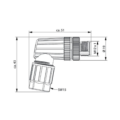 2681570000 - M12 Field Attachable Connector, RoHS Compliant, IP67 Rated