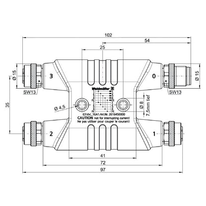 2616450000 - RoHS Compliant Y Connector with 5 Poles and IP68 Rating