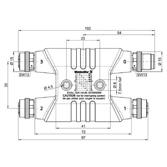 2616450000 - RoHS Compliant Y Connector with 5 Poles and IP68 Rating