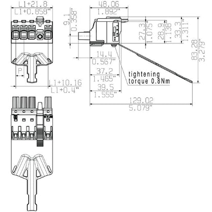 2627750000 - 10.16mm PCB Female Connector, 4-Pole, PUSH IN Connection  (Pack of 20)
