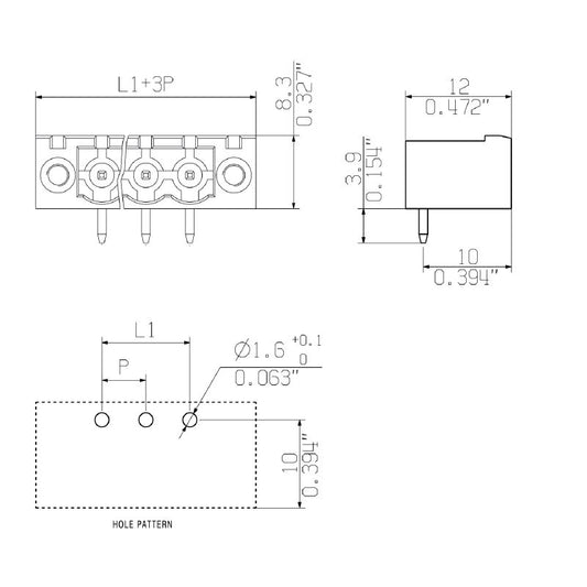 2648490000 - 11-Pole 3.9mm Solder Connector with 90° Elbow  (Pack of 100)