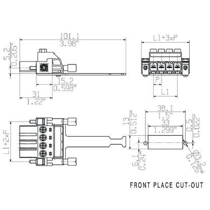 1932500000 - 3-Pole PCB Male Connector, 7.62mm Pitch, 1000V/57A Rated  (Pack of 50)