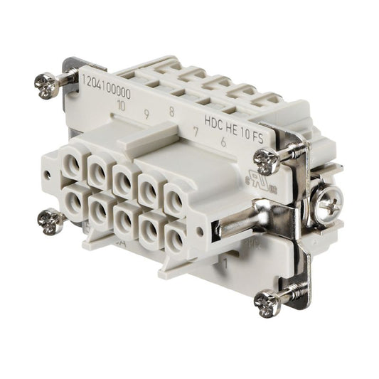 1204100000 - 10-Pole Female Connector, 500V, RoHS Compliant, 64mm Depth
