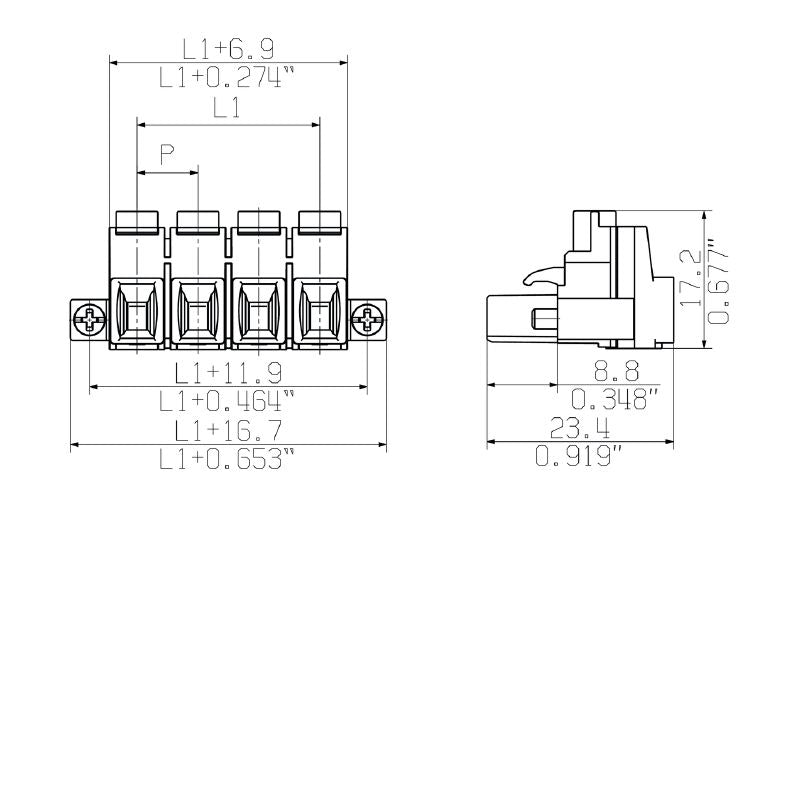 1095710000 - 7.62mm PCB Female Connector with 180° Incline and RoHS Compliance  (Pack of 30)