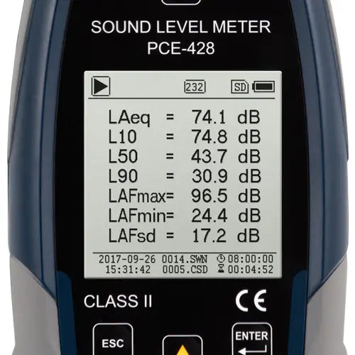 PCE-428 - Class II Sound Level Meter for Comprehensive Noise Monitoring