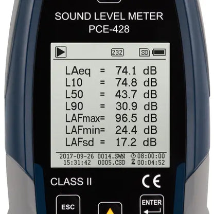 PCE-428 - Class II Sound Level Meter for Comprehensive Noise Monitoring