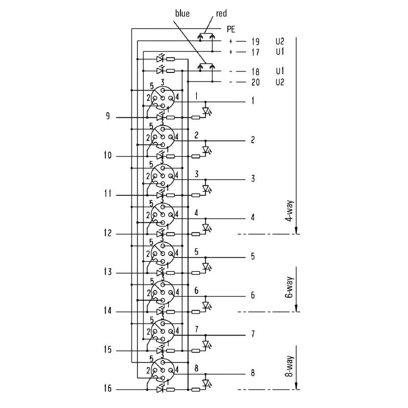 1892100000 - Compact A-Coded M12 Connector with LED Indicators, 10-30V