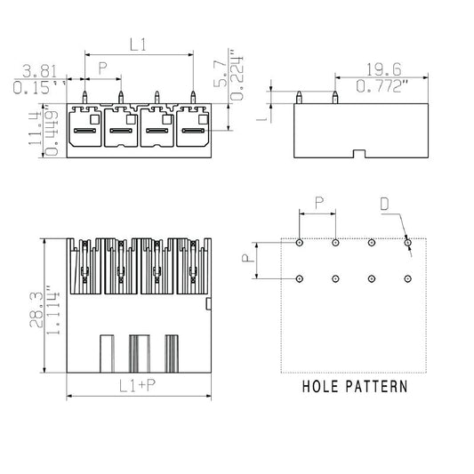 2545930000 - 7.62mm Male PCB Connector, 4 Poles, 270° Elbow  (Pack of 110)