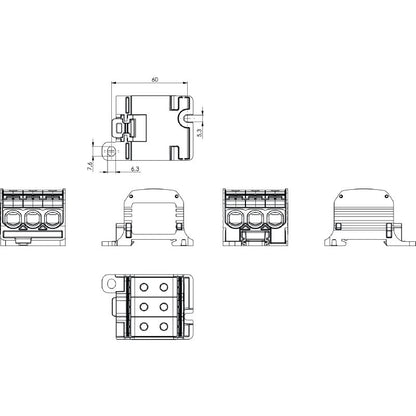 2874550000 - 50mm² Terminal Connector for 150A, 6 Screw Connections  (Pack of 3)