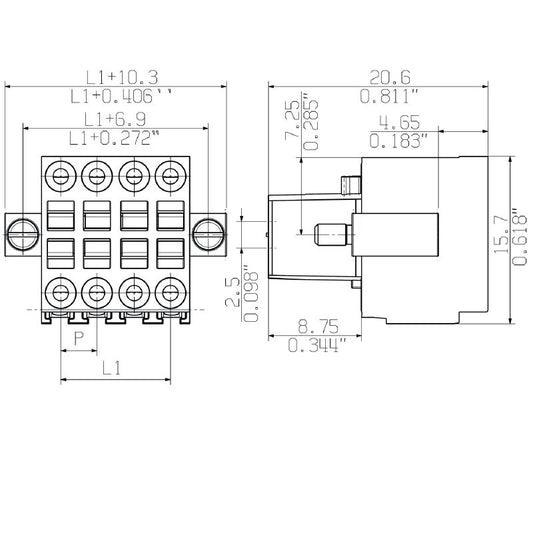 1944700000 - 3.50mm 12-Pole PCB Female Connector, 180° Tension-Clamp  (Pack of 66)