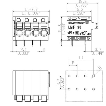 2672960000 - 5.08mm PCB Terminal with 4 Poles & 90-Degree Angle  (Pack of 70)