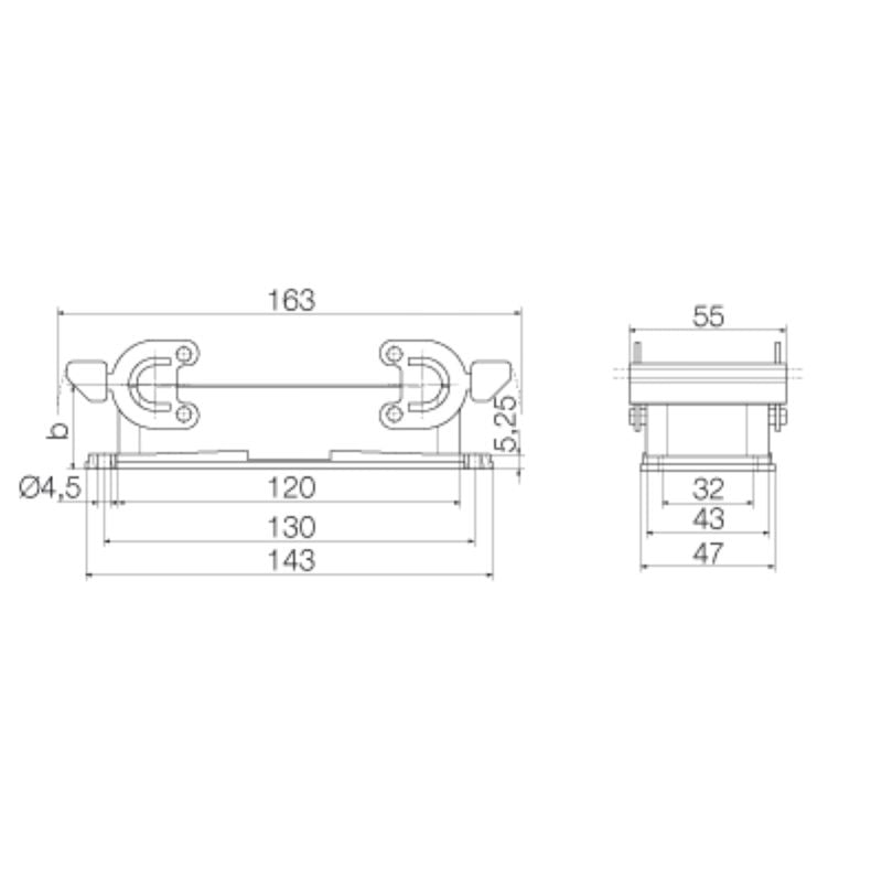 1212400000 - IP65 HDC 24B ABU Enclosure with Side-Locking Clamp
