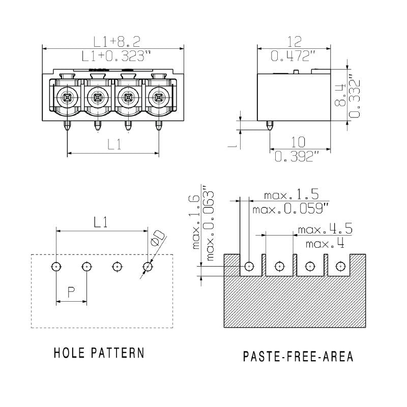 1840260000 - 16-Pole PCB Connector with 5mm Pitch, 90° Elbow  (Pack of 50)