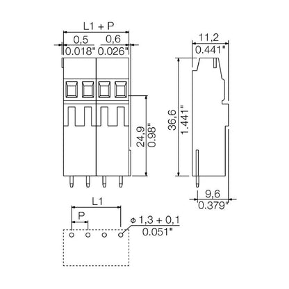 1766360000 - 5.08mm 2-Pole PCB Terminal Block, 90° Orange  (Pack of 100)