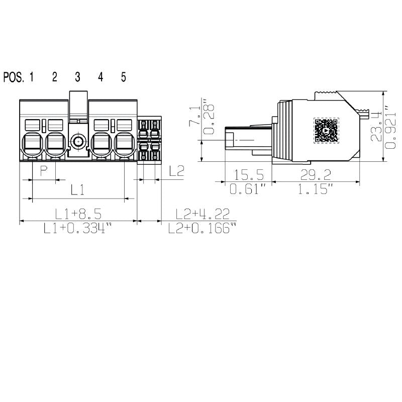 2628450000 - 4-Pole 180° PCB Female Connector, Black, PUSH IN Technology  (Pack of 36)