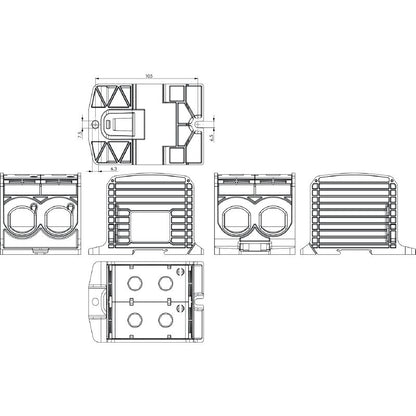 2502910000 - Blue 4-Connection Distributor Terminal, 300 mm², 520 A Rating