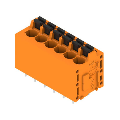 1330220000 - 5.00mm PCB Terminal Block with 6 Poles, Orange, 180° Angle  (Pack of 45)