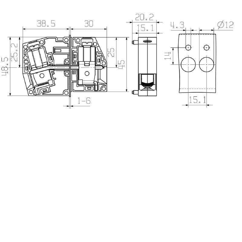 2984650000 - 25mm² Feed-Through Terminal for 690V Electrical Connections  (Pack of 50)