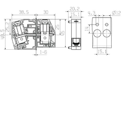 2984650000 - 25mm² Feed-Through Terminal for 690V Electrical Connections  (Pack of 50)