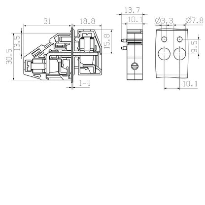 2439540000 - 10mm² Feed-Through Terminal with 90° Conductor Outlet  (Pack of 50)