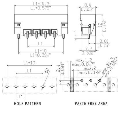 1841590000 - 22-Pole 5.00mm Male PCB Connector with 180° Angle  (Pack of 12)