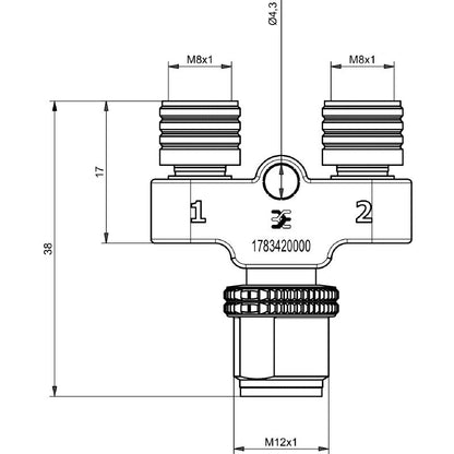 1783420000 - RoHS Compliant Y-Plug with M12/M8 Connections, IP67 Rating