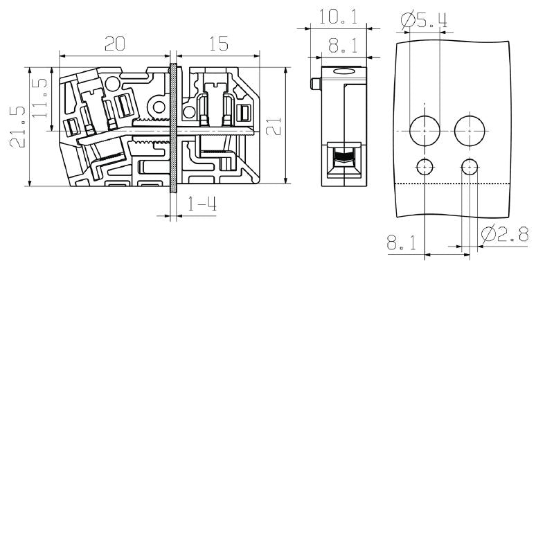 1250940000 - Black 4mm² Feed-Through Terminal with Screw Connection  (Pack of 50)