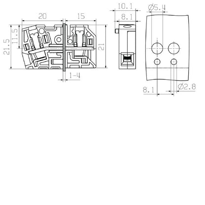 1250940000 - Black 4mm² Feed-Through Terminal with Screw Connection  (Pack of 50)