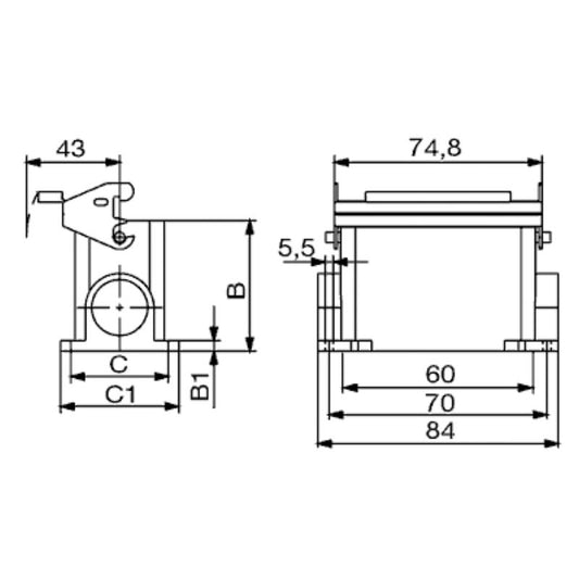 1652840000 - Diecast Aluminum Enclosure, PG21, IP65 Rated, No Cover