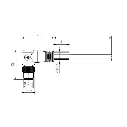 1059741000 - 10m Shielded M12 Sensor Cable with 5 Poles