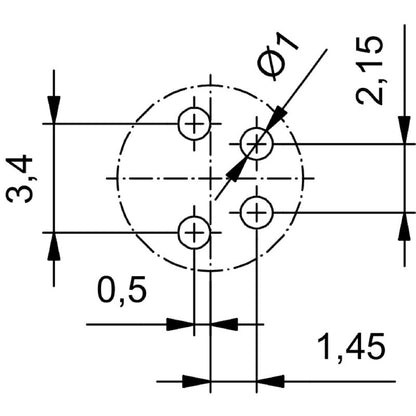 2421610000 - M8 4-Pole Built-in Plug Connector with M12 Mounting Thread  (Pack of 10)
