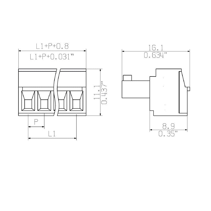 2642130000 - 3.81mm Terminal Block with 180° Connection and UL Approval  (Pack of 210)