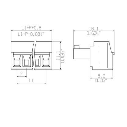 2642130000 - 3.81mm Terminal Block with 180° Connection and UL Approval  (Pack of 210)