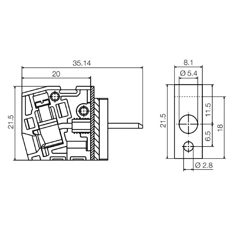 1003890000 - 4mm² Green/Yellow Terminal Block for Direct Mounting  (Pack of 50)