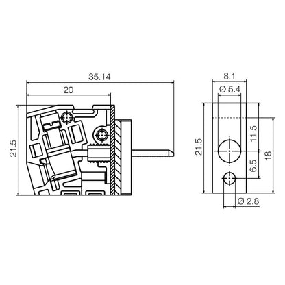1003890000 - 4mm² Green/Yellow Terminal Block for Direct Mounting  (Pack of 50)