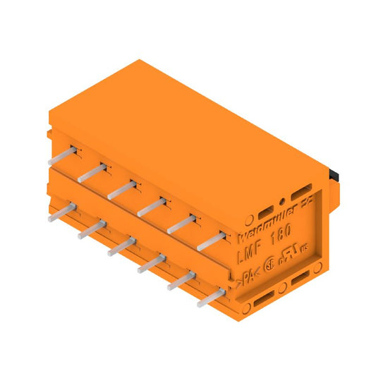 1330220000 - 5.00mm PCB Terminal Block with 6 Poles, Orange, 180° Angle  (Pack of 45)
