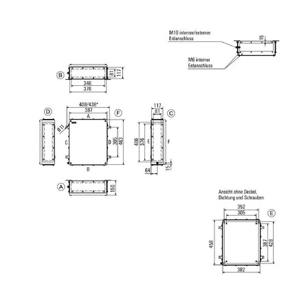 1196130000 - Stainless Steel Enclosure 458mm x 382mm for Terminal Box Applications