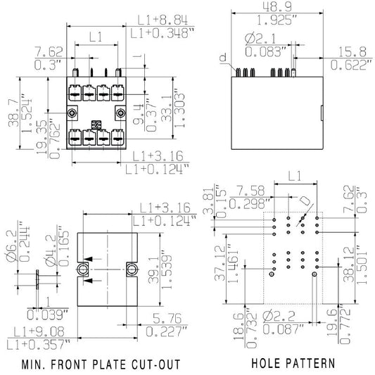 1543320000 - 7.62mm THT Black PCB Connector, 8 Poles, 3.2mm Pins  (Pack of 30)