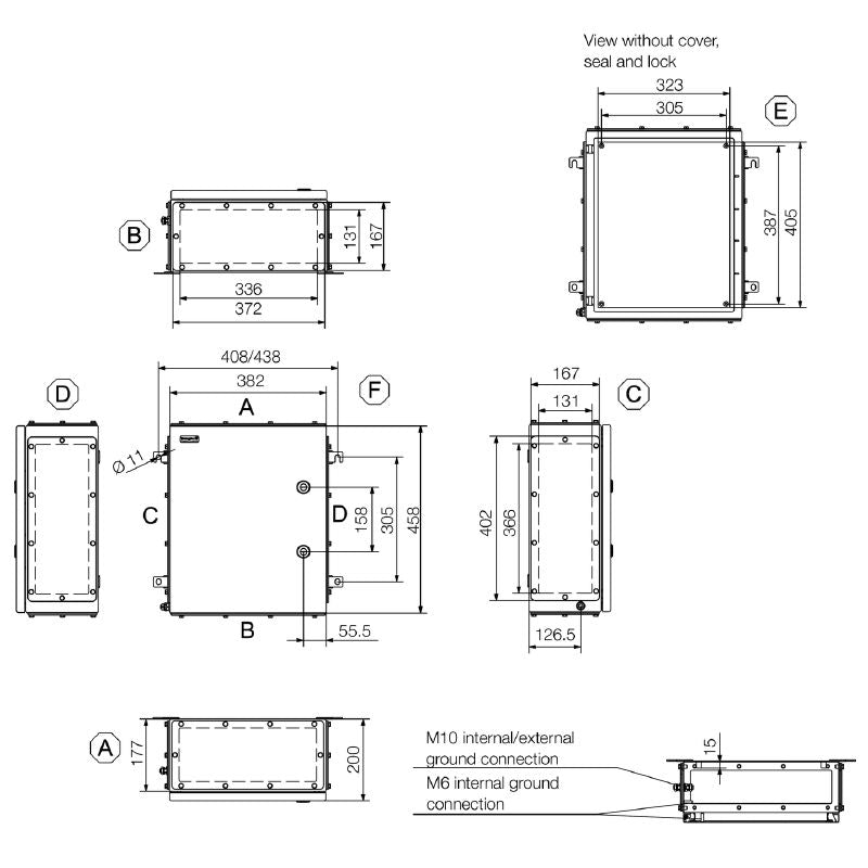1200380000 - IP66 Stainless Steel Terminal Box, 458mm Height, Hazardous Use