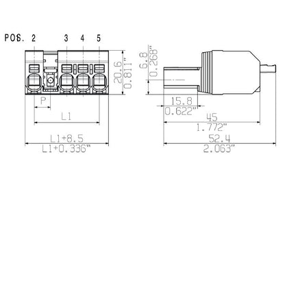2630440000 - 7.62mm 5-Pole Push In PCB Connector, 180° Orientation  (Pack of 42)
