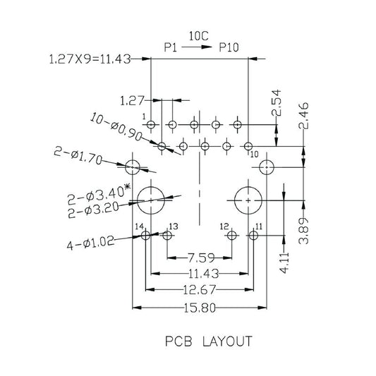 1534760000 - 10-Pole PCB Connector with Nickel-Plated Shield for Durable Assembly  (Pack of 120)