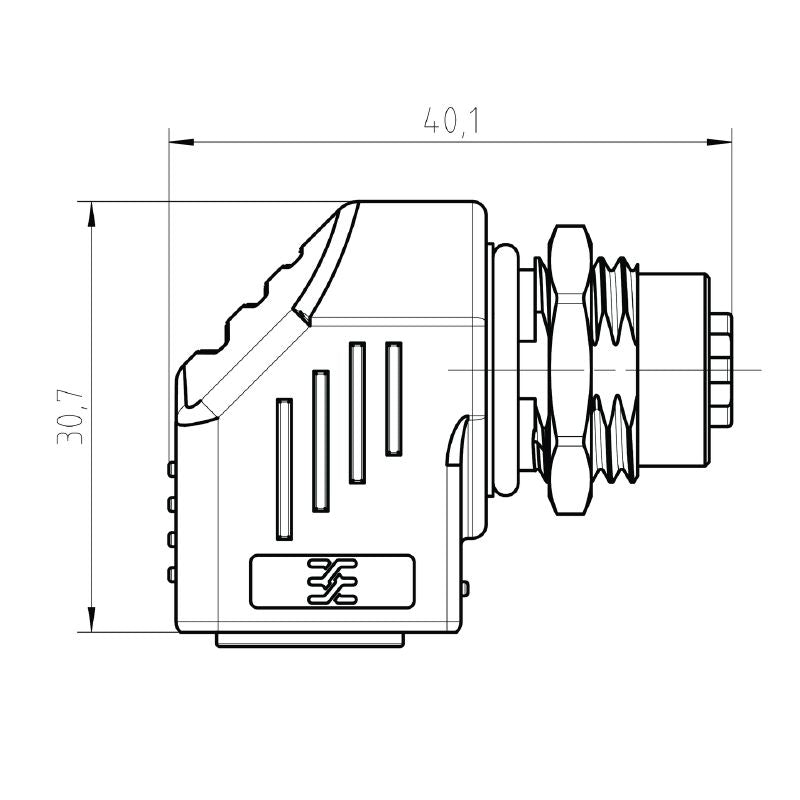 8901630000 - IP67 Angled Adapter M12 to RJ45, Cat.5 Standard