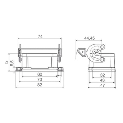 1202100000 - IP65 HDC 06B ALU Enclosure with Bulkhead Housing