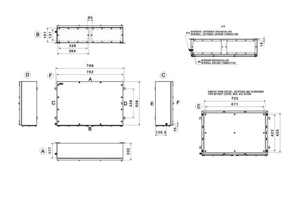 2698090000 - Stainless Steel Terminal Box 760mm x 500mm x 200mm, Multi-Hinge Design